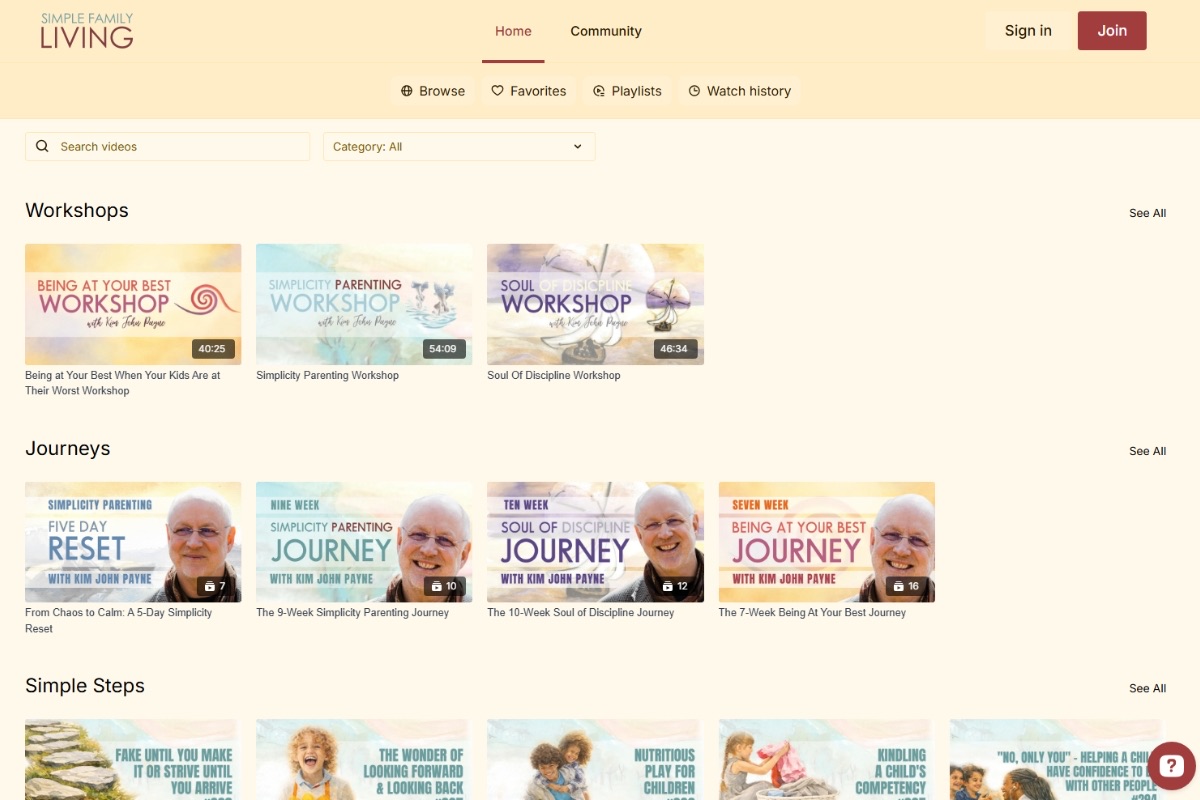 Simple Family Living website screenshot