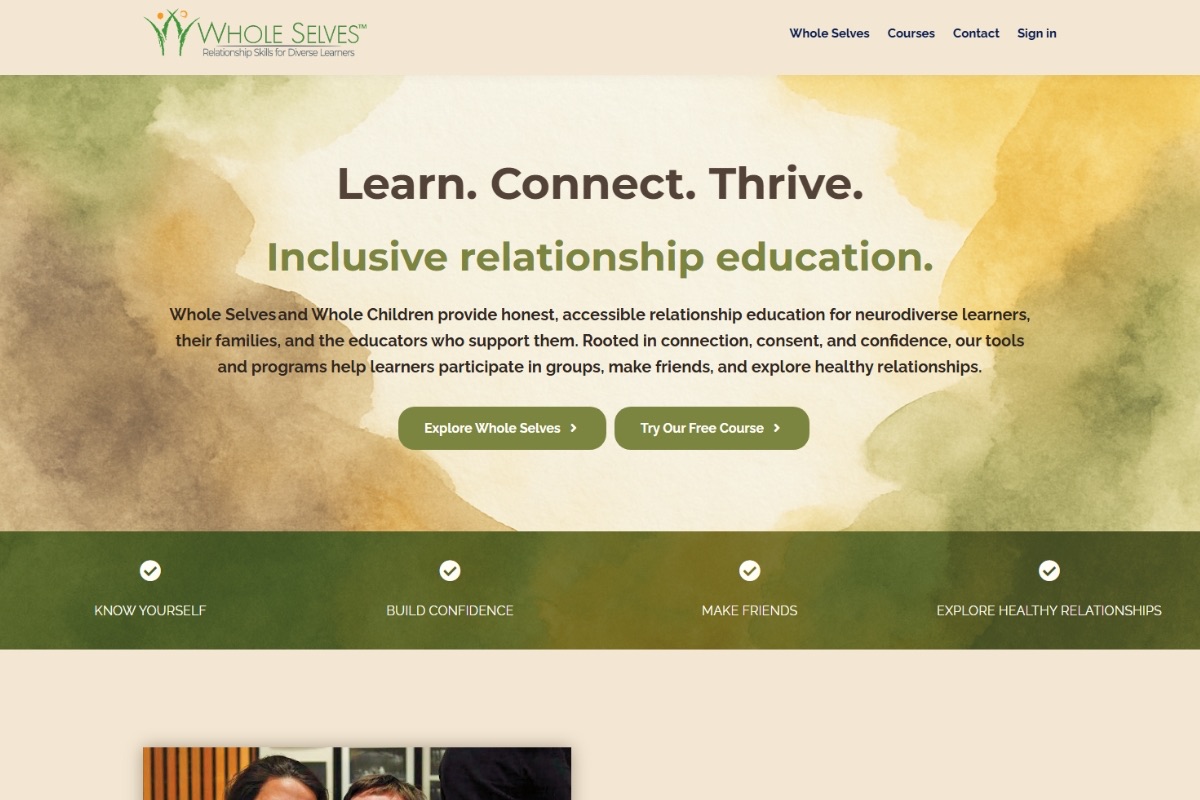 Whole Selves website screenshot